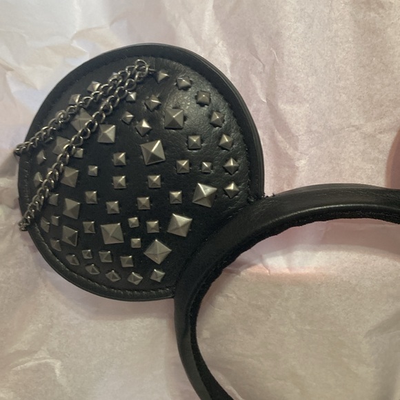 Mickey Ears in a Silver Black Hair Accessory  Studded Ears with hanging chain main image 4